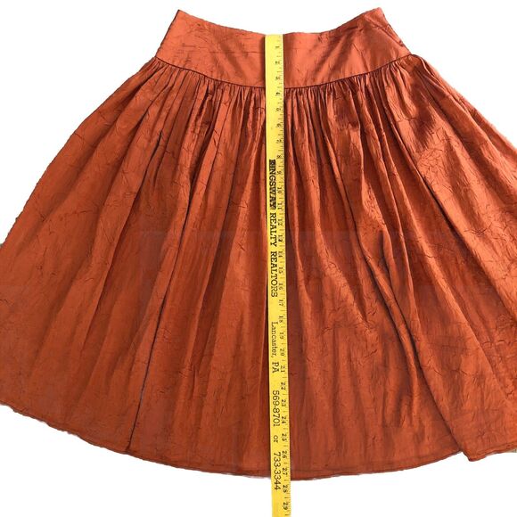 Talbots Crinkle Silk Drop Waist Skirt Womens 6P Copper Midi Elegant NWT $149 - Picture 10 of 11